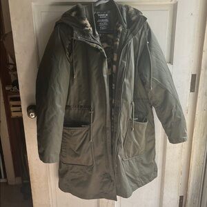 Torrid Dark Green Hooded Coat with Faux Fur
